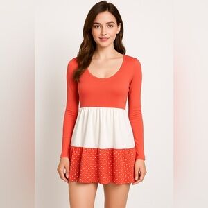 Reborn tunic orange and white block dress small